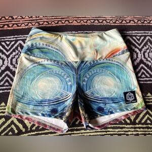 Original Artist Print Clothing by KUHMALi Yoga Shorts Psychedelic Art Festival